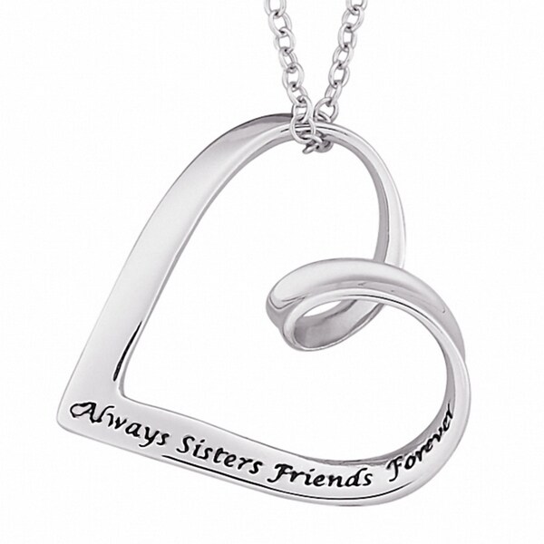 Sterling Silver Sisters Sentiment Heart Necklace