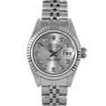 Pre-owned Rolex Women's Stainless Steel Fluted Diamond Datejust Watch