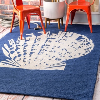Handmade Indoor/ Outdoor Seashell Blue Rug