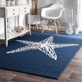 Handmade Indoor/ Outdoor Starfish Blue Rug