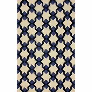 Handmade Star Trellis Ivory Wool Rug