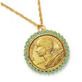 French Coin Pendant with Opal-Pacific Crystals