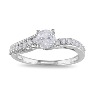 Miadora 14k White Gold White Sapphire and 1/4ct TDW Diamond Ring (G-H, I1-I2)