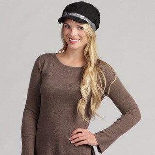 David and Young Women's Black Wool Sequin Bow Cap