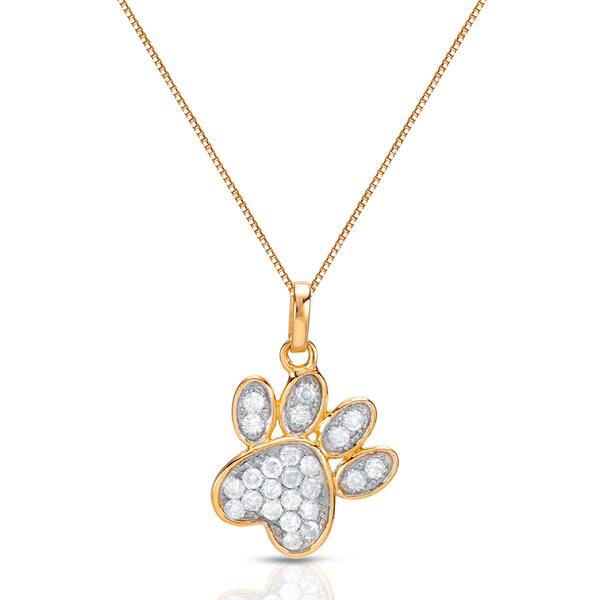14k Yellow Gold 1/4ct TDW Round Diamond Dog Paw Necklace (GH, I1I2) 14809100