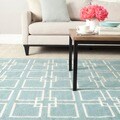 Martha Stewart Square Dance Geyser Blue Wool/ Banana Silk Rug