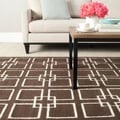 Martha Stewart Square Dance Tilled Soil Brown Wool/ Banana Silk Rug
