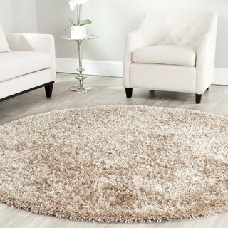 Handmade Malibu Natural Beige Shag Rug (7' Round)