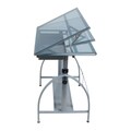 Offex Avanta Drafting Table (Silver/ Blue Glass)