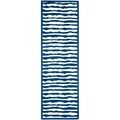 Handmade Children's Stripes Ivory/ Blue Wool Rug (2'3 x 8')