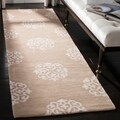 Handmade Soho Medallion Beige N. Z. Wool Rug (2'6 x 8')