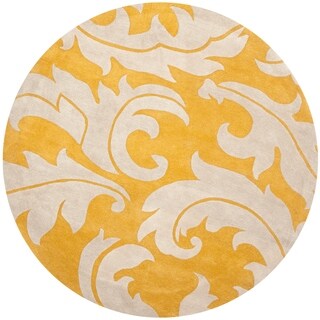 Handmade Soho Gold/ Ivory New Zealand Wool Rug (8' Round)