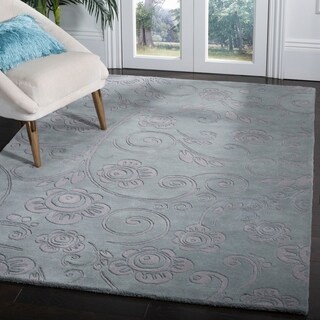 Handmade Soho Scrolls Grey New Zealand Wool Rug