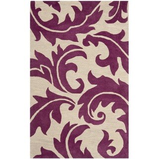 Handmade Soho Purple/ Beige New Zealand Wool Rug