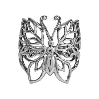 Pretty Wild Sterling Silver Filigree Butterfly Ring (Thailand)