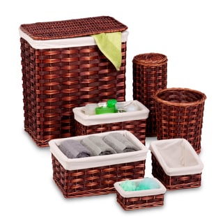 Honey-Can-Do HMP-01866 7-Piece Wicker Hamper and Bath Set