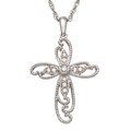 Sterling Silver 1/6ct TDW Diamond Vintage-inspired Cross Necklace
