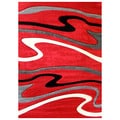 DonnieAnn Studio 603 Wave Design Red Area Rug (5'x7')