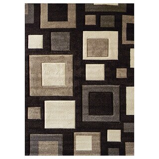 Studio 601 Geometric Square Design Chocolate Area Rug (5'x7')