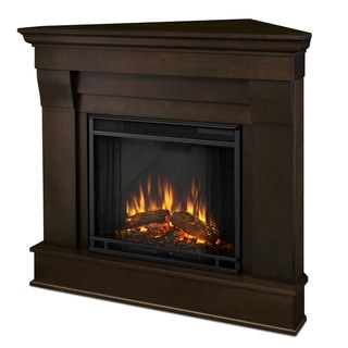 See Reviews Real Flame Chateau Dark Walnut Corner Electric Indoor Fireplace
