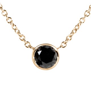 14k Gold 1/2ct Black Diamond Solitaire Bezel Necklace