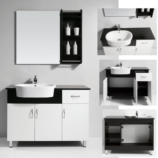 Solid Wood Top Single Sink Bathroom Vanity with Matching Mirror/ Shelf