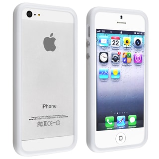 BasAcc White TPU Bumper Case with Aluminum Button for Apple iPhone 5