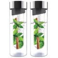 Flavour It Smoke Silver Glass Water Bottle Fruit Infuser 2-pack 