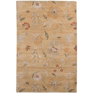 Hand-knotted Geometric Marigold Wool Rug (6' x 9')