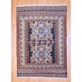 Persian Hand-knotted Tribal Kurdish Navy/ Ivory Wool Rug (4'3 x 6'4)