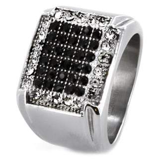 Stainless Steel Micro-pave Black and CZ Ring