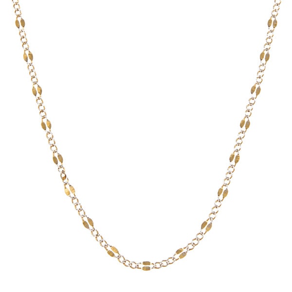 14k White and Yellow Gold Two Toned 3.9mm Pave Figaro Chain