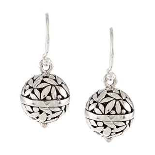 Sunstone Sterling Silver Bali Filigree Round Bead Earrings