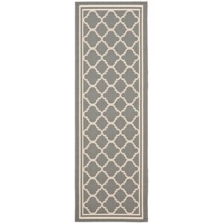 Safavieh Anthracite Grey/ Beige Indoor Outdoor Rug (2'2 x 12')