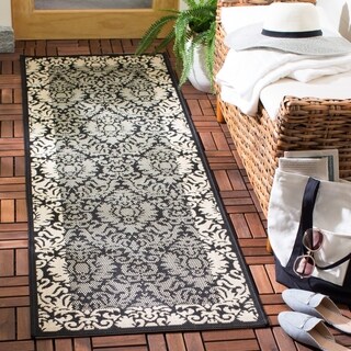 Safavieh Black/ Sand Indoor Outdoor Rug (2'2 x 14')