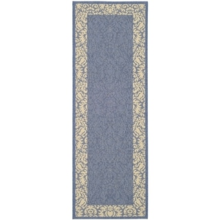 @@@ > Contemporary Safavieh Blue/Natural Indoor/Outdoor Rug (2'2" x 12')