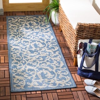 Safavieh Blue/ Natural Indoor Outdoor Rug (2'2 x 12')