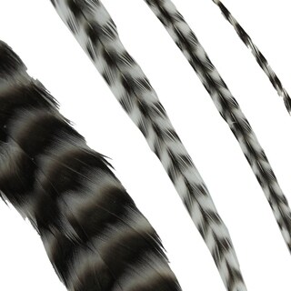 Donna Bella Striped Black and White Feather Hair Extensions