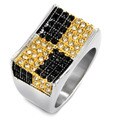Stainless Steel Cubic Zirconia Two-tone Checkerboard Ring