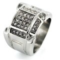 Stainless Steel Men's Clear Cubic Zirconia Ring