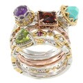 Michael Valitutti Two-Tone Multi-Gem Stacking Ring Set
