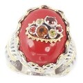Michael Valitutti Two-Tone Coral and Gemstome Ring
