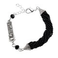 Black Twisted Beads and Symbols Bracelet (Guatemala)