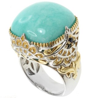 Michael Valitutti Sterling Silver Amazonite Two-Tone Ring