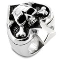 Stainless Steel Spade Ace Crossbones Death Skull Ring