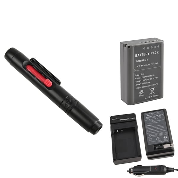 BasAcc Battery/ Charger Set/ Lens Cleaning Pen for Olympus OM-D E-M5