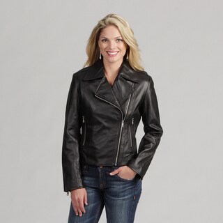 Izod Women's 'Cycle' Black New Zealand Lamb Leather Jacket