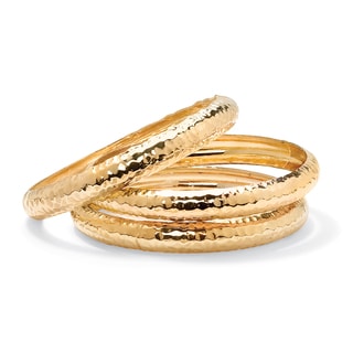 Toscana Collection 14k Goldplated 3-piece Hammered Bangle Bracelet Set