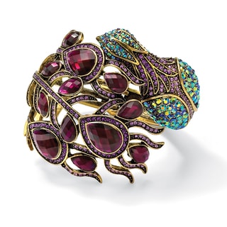 Lillith Star Goldtone Antiqued Multi-colored Crystal Bangle Bracelet