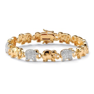 Ultimate CZ 14k Two-tone Gold Cubic Zirconia Elephant Link Bracelet